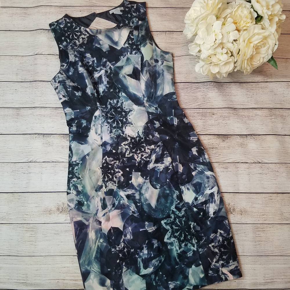 H&M Diamond & Crystal Print Keyhole Back Dress - Picture 1 of 8